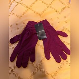 Emporio Armani Women's Rich burgandy Gloves